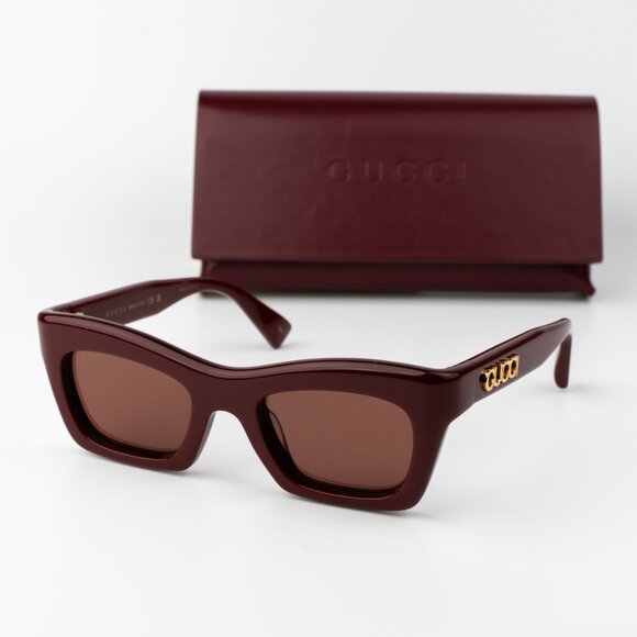 Gucci Women Sunglasses Burgundy Brown Cat Eye GG1773S 003 BRAND NEW - Picture 11 of 13